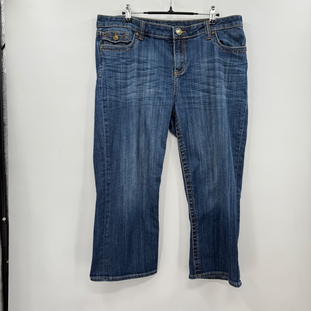 KUT From the Kloth Natalie Crop Jeans Womens Denim Blue Boot Cut Size 14